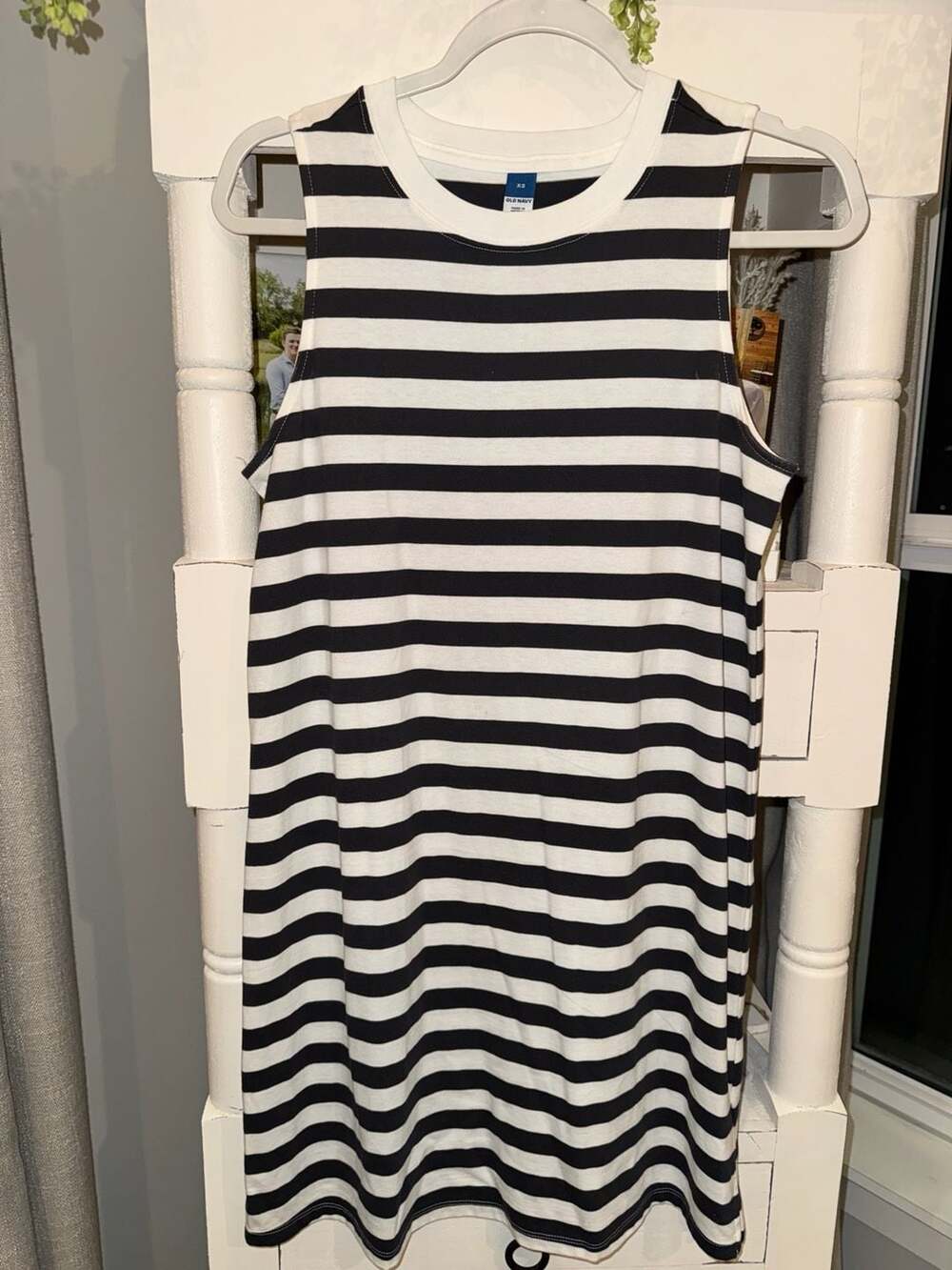Old Navy Black and White Striped Sleeveless Jersey Swing Dress XS